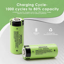 Panasonic 26650A 5000mAh industrial battery cycle test and 5200mAh+ real capacity verification.