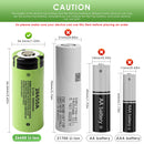 Panasonic 26650A battery terminal variations: Flat Top, Large Button Top, and Small Button Top.