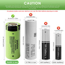 Panasonic 26650A battery terminal variations: Flat Top, Large Button Top, and Small Button Top.