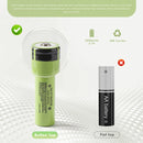Panasonic NCR18650-B button top – raised positive terminal for flashlights, camping lights, and radio equipment.