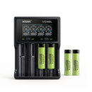 Panasonic NCR18650-B 3400mAh flat top 4-pack with XTAR VC4SL 4-slot LCD charger – high-capacity power bundle for EDC flashlights, outdoor gear, and backup systems.