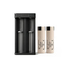 Panasonic NCR18650-BD 3200mAh flat top 2-pack with XTAR MC2 dual-slot USB charger – reliable high-capacity power for EDC flashlights, camping lights, and portable devices.