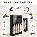 Six Panasonic NCR18650-BD batteries with VC4SL and MC1 chargers – powering flashlights, power stations, and outdoor adventures.