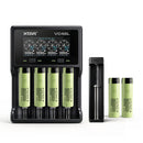 Panasonic NCR18650-GA 3500mAh 10A flat top 6-pack with XTAR VC4SL and MC1 chargers – high-performance power bundle for EDC flashlights, camping gear, and high-drain devices.