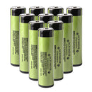 Genuine Panasonic NCR18650B 3400mAh 3.7V Li-ion battery 10-pack with Flat Top terminal (65mm). 5A discharge, 500+ cycle life for flashlights and power banks.