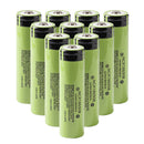 Genuine Panasonic NCR18650B 3400mAh 3.7V Li-ion battery 10-pack with Button Top and built-in Protection Board (69mm). 5A discharge, 500+ cycle life for flashlights and power banks.