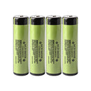 Panasonic NCR18650B rechargeable battery 3.7V 3400mAh 5A high capacity button top with protection circuit, 4 pieces, for LED flashlights, headlights, and cameras.