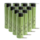 Genuine Panasonic NCR18650GA 3500mAh 3.7V 10A high-capacity Li-ion battery 10-pack with pre-welded Nickel Tabs for DIY battery pack assembly. A+ grade, true capacity.