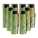Panasonic NCR18650GA rechargeable battery 3450mAh 3.6V 10A high capacity pre-wired with leads, 8 pieces, for flashlights, e-bikes, and DIY battery pack assembly.