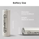 Panasonic NCR21700A 4800mAh 21700 battery inserted into a powerful LED searchlight