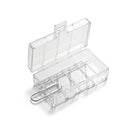 4‑slot CR123A battery storage case – transparent PP, also fits 16340, 17335, RCR123