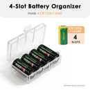 CR123A lithium batteries placed in the holder – snug fit