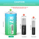 R7 1.5V D size rechargeable battery featuring a standard button top positive terminal and a built-in Type-C USB port for direct plug-in fast charging.
