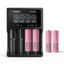 Samsung 30Q 18650 3000mAh 15A button top 4-pack with XTAR VC4SL 4-slot LCD charger – high-drain power kit.