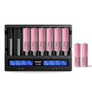 Samsung 30Q 18650 3000mAh 15A button top 8-pack with XTAR VC8 8-slot charger – high-drain power station.