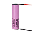 Samsung 30Q 18650 battery with pre-soldered Red (Positive) and Black (Negative) wire leads for plug-and-play direct replacement. 3000mAh, 15A capacity.