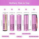 Samsung 30Q 18650 battery standard dimensions measuring 18.3mm diameter by 64.85mm height, weighing 48g. (Note: Button top or protected versions will be slightly longer).