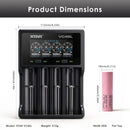 Samsung 30Q battery – 65mm x 18.3mm. XTAR VC4SL charger – 150mm x 100mm x 35mm.