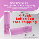 Samsung 35E 18650 button top cycle life and capacity graph identical to flat top version 500 cycles 3500mAh typical capacity