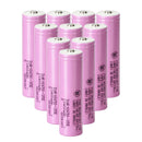 Genuine Samsung INR18650-35E 3400mAh 3.7V Li-ion battery 10-pack with Button Top terminal (67mm). 8A discharge, 500+ cycle life for flashlights and power banks.