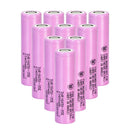 Genuine Samsung INR18650-35E 3400mAh 3.7V Li-ion battery 10-pack with Flat Top terminal (65mm). 8A discharge, 500+ cycle life for flashlights and power banks.