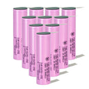 Genuine Samsung INR18650-35E 3400mAh 3.7V Li-ion battery 10-pack with pre-welded Nickel Tabs for DIY battery pack assembly. 8A discharge, 500+ cycle life.