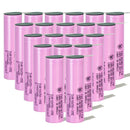 Samsung 35E INR18650-35E battery pre-welded with nickel strips for easy DIY battery pack assembly. 3500mAh, 8A discharge. Available in bulk 10 to 100 pcs.
