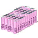 Samsung 35E INR18650-35E battery pre-welded with nickel strips for easy DIY battery pack assembly. 3500mAh, 8A discharge. Available in bulk 10 to 100 pcs.
