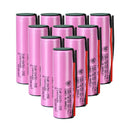 Genuine Samsung INR18650-35E 3400mAh 3.7V Li-ion battery 10-pack with pre-soldered Red and Black wire leads for plug-and-play replacement. 8A discharge, 500+ cycle life.