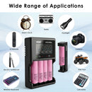 Six Samsung 35E batteries with VC4SL and MC1 chargers – powering flashlights, camping gear, and outdoor adventures.