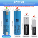 Samsung 50E 21700 protected cell with built-in overcharge, overdischarge, short circuit PCB – safety infographic