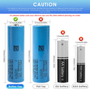 Samsung INR21700-50E battery flat top, button top, spot welded tabs, pre-wired leads and protected top comparison showing terminal types and configurations