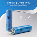 Samsung INR21700 50G 5000mAh 15A battery side profile next to standard 18650 cell – showing larger 21700 format