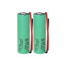 Samsung 58E 21700 rechargeable Li-ion battery 5500mAh 11A high capacity pre-wired with leads, 2 pieces, for flashlights, power banks, and DIY battery pack assembly.