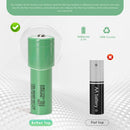Samsung INR21700-50S 5000mAh battery terminal comparison guide showing the difference between flat top for spot welding and button top for spring-loaded flashlights.