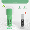 Samsung INR21700-50S 5000mAh battery terminal comparison guide showing the difference between flat top for spot welding and button top for spring-loaded flashlights.