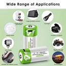 Wide applications of Smartools 1.5V D size 12000mWh rechargeable button top batteries for gas stove igniters, water heaters, flashlights, and radios.