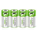 Smartools 1.5V D size 12000mWh USB-C rechargeable button top lithium battery with 1.5V constant voltage output, Type-C cable, and premium leather storage case included.