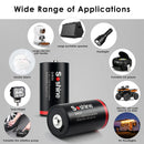 Wide applications of Soshine 1.5V D size rechargeable button top batteries for gas stove igniters, water heaters, flashlights, radios, emergency lights, and toys.