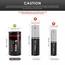 Size comparison of Soshine 18350 battery alongside an 18650 and AA battery