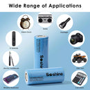 4 Soshine 26650 4000mAh batteries stored in a 4-slot battery case