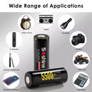 Soshine 26650 5500mAh protected battery installed in a high-power flashlight