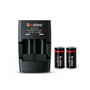 Soshine 3.2V CR123A LiFePO4 battery kit with smart charger available in 2 pack and 4 pack
