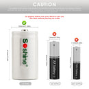 Soshine D size rechargeable NiMH battery featuring a standard button top positive terminal for secure contact with spring-loaded battery compartments in household devices.