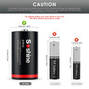 Soshine D size rechargeable battery featuring a standard button top positive terminal and a built-in Type-C USB port for direct plug-in fast 4-hour charging.