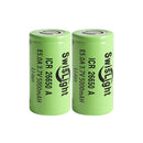 SwisLight ICR26650A 5000mAh 20A High-Drain 3.7V Li-ion Battery - 40A Peak, Flat Top and Button Top Options for Flashlights, 2-Pack.