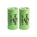 SwisLight ICR26650A 5000mAh 3.7V Li-ion Battery - Button Top, Protected Flat Top, and Protected Button Top for Flashlights and Power Tools, 2-Pack.