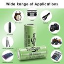 SwisLight INR26650A battery charging and powering a portable 5A power bank for smartphones.