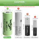 SwisLight INR26650A battery types: Flat Top and Button Top for flashlights.
