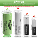 SwisLight INR26650A battery types: Flat Top and Button Top for flashlights.